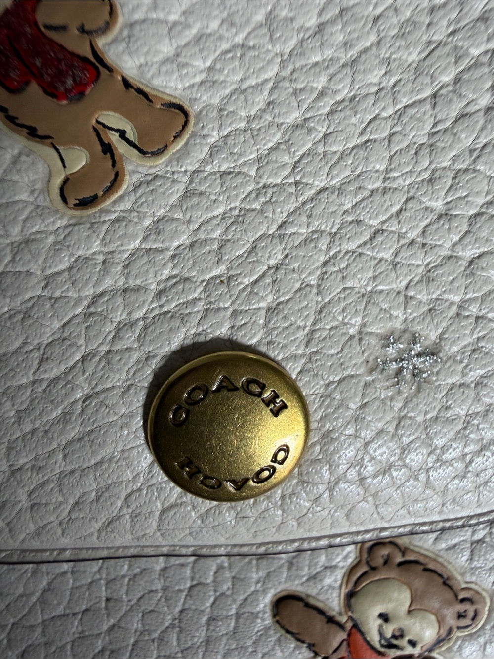 Coach White Leather airpods Pouch with Teddy Detail - Picture 2 of 6